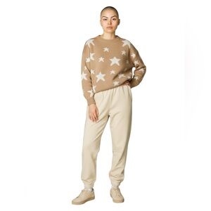 Love + Harmony Tan Pullover Long Sleeve Sweater with White Stars size Large